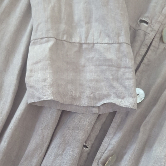 Linen Italy Long Sleeve Button-Up Dress Coat - Picture 5 of 8